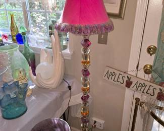 Colored glass, lucite floor lamp.