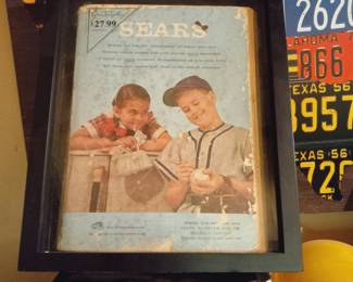 Vintage framed Sears catalog.