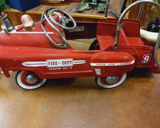 Vintage Fire Dept Engine #9.  Found in attic.  Missing ladder.  In need of TLC.