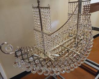 Beautiful large crystal ship chandelier, probably Italian, 1970's.  38.5"L. by 16"W.  
