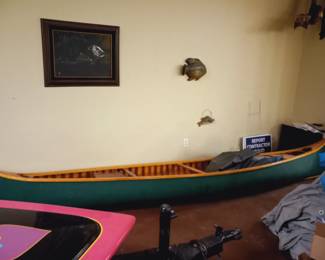 Wooden canoe.