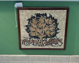 A81 - $20. Mosaic Tile Art - Measures 13.5" wide, 12" tall
