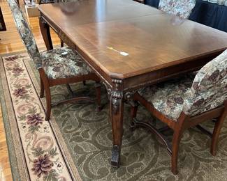 A34 - $150.  Dining Table & Chairs.  Good Condition. Sturdy! Measures 44" wide, 69.5" long, 30.5" tall (without leaves)Includes two 11" leaves  (adds 22"). 
