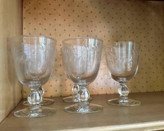 A134 - $50. 69 Pieces - Clear Glass Patterned Dishes, Cups, Plates Etc. 