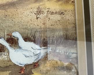 A35 - $15. Framed Wall Print signed "Ava Freeman" - Measures 22" wide, 14" tall