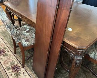A34 - $150.  Dining Table & Chairs.  Good Condition. Sturdy! Measures 44" wide, 69.5" long, 30.5" tall (without leaves)Includes two 11" leaves  (adds 22"). 