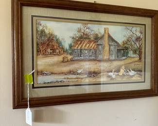 A35 - $15. Framed Wall Print signed "Ava Freeman" - Measures 22" wide, 14" tall