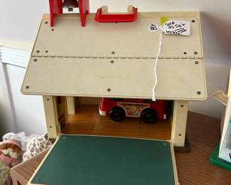 A128 - $80 Fisher Price School House SET. Includes 11 People, 2 Slides, Merry Go Round, Desk, 2 Chairs
