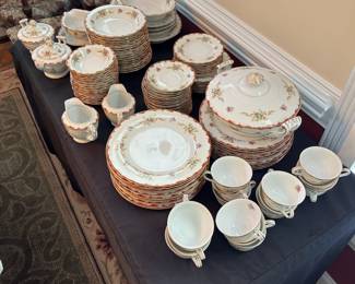 A132 - $300. Large Set of Harmony House China with some serving pieces. 
