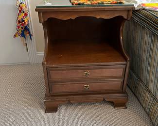 A70 - $25 side table - measures 21.5" wide, 19" deep, 26.5" tall. Has Glass Top. 