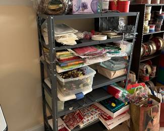 A68 - $25 Metal Shelving Unit. Craft items priced individually or by the pile. 
