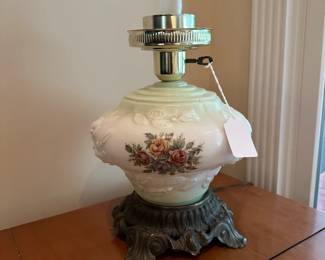 A21 - $30 Floral lamp (with no shade) - Measures 16" tall