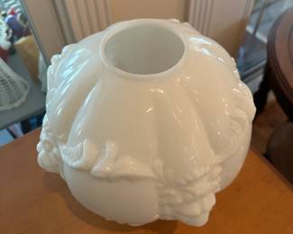 A22 - $60. Milk Glass Lions Head Lamp shade