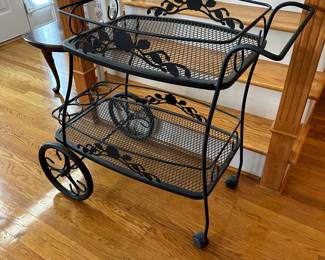 A31 - $95. Wrought Iron Bar Cart. Measures 18" wide x 36" deep x 33" tall. 