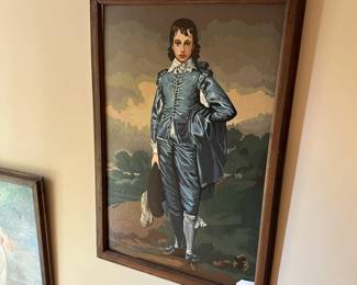 A40 - $30 Pair of paintings "Blue Boy & Pinkie" - 20.5" wide, 30.5 tall. Could be vintage paint by number. 