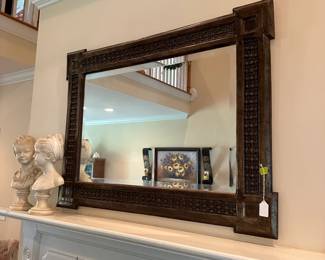 A1 - $60. Painted wooden framed large mirror. Mirror measures 46" wide x 34.5" tall. 