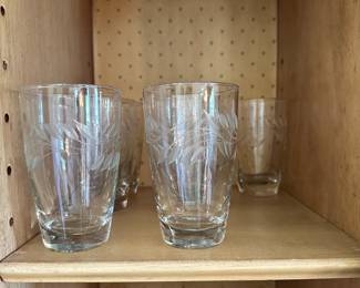 A134 - $50. 69 Pieces - Clear Glass Patterned Dishes, Cups, Plates Etc. 