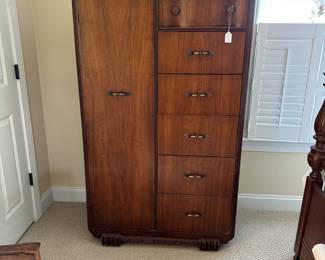 A42 - $75 Vintage Art Deco Dresser/Armoire.   Measures 37.5" wide x 20" deep x 62" tall