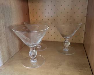 A134 - $50. 69 Pieces - Clear Glass Patterned Dishes, Cups, Plates Etc. 