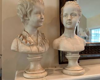 A2 - $30. PAIR. Vintage Chalkware Bust.  ABCO Alexander Backer Co. 