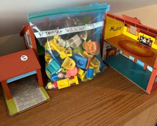 A130 - $75 Fisher Price House "Tudor Set" with accessories & people. 