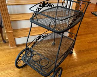 A31 - $95. Wrought Iron Bar Cart. Measures 18" wide x 36" deep x 33" tall. 
