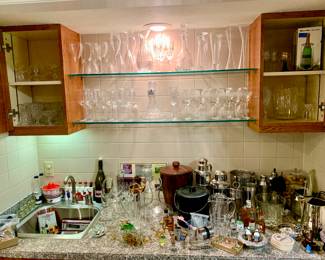 Barware, Waterford Decanter, MCM ice buckets and cocktail shakers