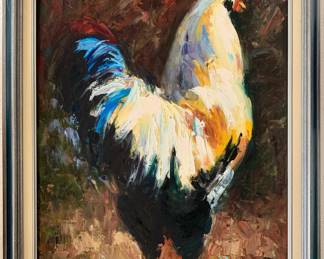 Rooster Signed oil painting