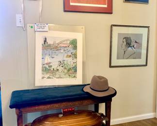 Copper Boiler. R.C.Gorman "Red Rug Motif" signed print, Jerome Tiger Signed and Numbered Print, Jerome Tiger profile of a Native American