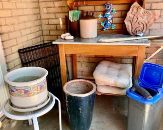 Plant Table, Mesquite Logs, Misc.Outdoor Pottery