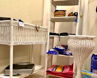 White Wicker Planters and Shelving