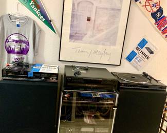 Fisher Everything, Fisher AD-870 CD player,Fisher EQ-867 Equalizer, Fisher CR-W870 Tape Deck, Fisher CA-871 Amplifier- Fisher FM-871 Tuner- Fisher STV-Speak Set- Fisher MT 867 TurnTable. All our electronics are Tested