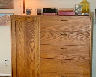 Oak Dresser, Tiffany Like Lamp