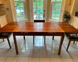Teak table fully extended