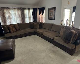 PRE-SALE ITEM!  Large Sectional Couch/Sofa ~ Leather Accents. Super soft and Comfortable. Many Decorative Accent Pillows included. 
Text Message for pricing and measurements.
Text Message for pricing. 