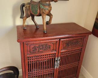 Asian Cabinet - Carved Horse 