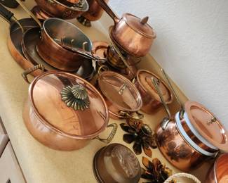 A collection of Copper Cookware. 