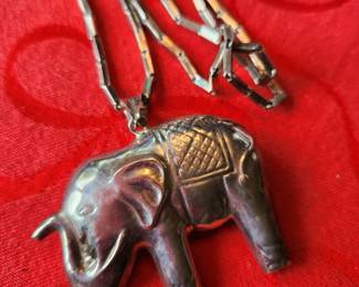 Silver Elephant Pendant and Chain 