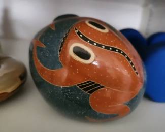 Frog Pottery handcrafted by Juan Paul Martinez - Central America. Signature on the bottom. 