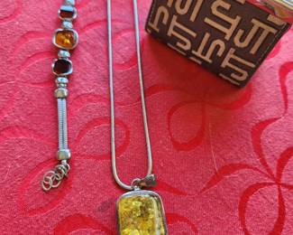 Amber and Sterling Silver. Jim Thompson Coin Purse.