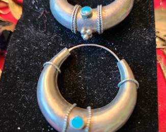 Turquoise and Silver Tribal Earrings 