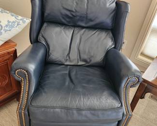 Blue/Grey Leather Recliner