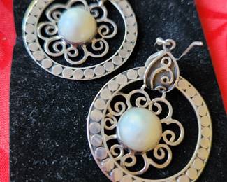 Silver and Pearl Earrings 