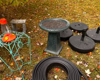 LOADS of yard accessories! Gazing Balls, Bird Baths, Shepherd Hooks etc...