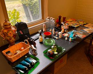 Table filled with great little vintage odds and ends! priced to move! 