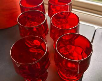 Set of Six Vintage Viking Ruby Red Glasses! 