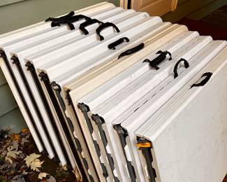 These are eleven, 8 foot plastic folding banquet tables! Four Seasons is selling these to make more room in our trailer for shelving units! Please note: These will be priced to move at $35 each and will NOT be discounted. These would be great for any craft show or rummage sale aficionado! 