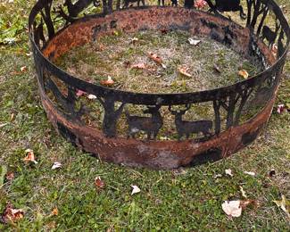 A nice outdoor DEER MOTIF Fire Ring! Has LOTS of life left! 