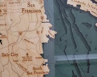Wood Chart nautical wood map of the San Francisco Bay area