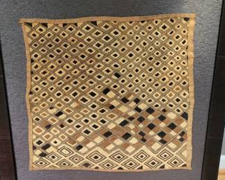Custom framed Kuba Cloth, from the Democratic Republic of the Congo